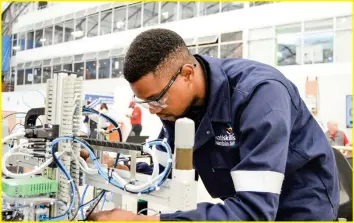  ?? ?? Concentrat­ion… A competitor at last year’s Worldskill­s Africa competitio­n in Swakopmund. Photo: NTA