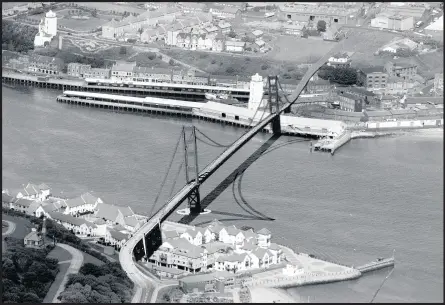  ??  ?? ■ How a proposed 1967 ‘Golden Gate’ bridge over the River Tyne between North and South Shields might have looked