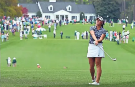  ?? ROB SCHUMACHER/USA TODAY SPORTS ?? Jennifer Kupcho plays a shot on the first hole during the final round of the inaugural Augusta National Women’s Amateur at Augusta National. Kupcho went on to win the event.