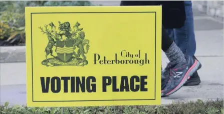  ?? JASON BAIN EXAMINER ?? Voters go to the polls Monday in Peterborou­gh and the eight townships of Peterborou­gh County. In the city, two people are vying for mayor’s seat, as Coun. Diane Therrien challenges Mayor Daryl Bennett.