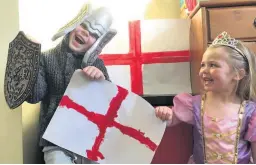  ??  ?? Lockdown did not stop Good as Gold Childcare in Waterfoot celebratin­g St George’s Day, including Jack and Jess Cottam and (right) Ella Duckworth