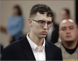  ?? MARK LAMBIE — THE EL PASO TIMES VIA AP, POOL ?? El Paso, Texas, Walmart mass shooting suspect Patrick Crusius is arraigned Thursday in an El Paso courtroom. He pleaded not guilty to killing 22 people during the Aug. 3 shooting.