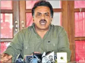  ?? PICS: BL SONI ?? Congress city president Sanjay Nirupam addresses a press conference on Thursday.