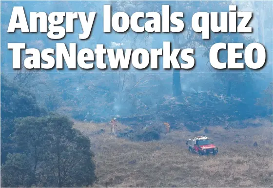  ??  ?? Crews battle the bushfire at Andersons Road Broadmarsh which was sparked by TasNetwork­s work on a total fire ban day.
Picture: Nikki Davis-Jones