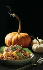  ?? Chicago Tribune ?? ■ Fresh pumpkin is roasted for the pasta dish, then bolstered with a sausage and sage ragu.