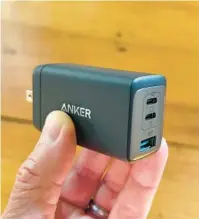  ?? DAVID CARNOY/CNET ?? The Anker 735 3-Port 65W USB-C charger can charge a MacBook Pro 13 at full speed.