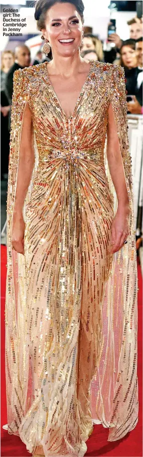  ?? ?? Golden girl: The Duchess of Cambridge in Jenny Packham
Picture research: CLAIRE CISOTTI