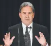  ??  ?? NZ First leader Winston Peters speaks yesterday.