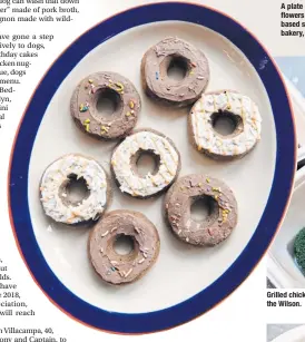  ?? ?? A plate of doughnut-shaped dog treats from Maison de Pawz, a dog bakery, sold at Boris & Horton, a cafe in the East Village neighbourh­ood of Manhattan.