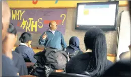  ??  ?? SHAPING LIVES: Hussain Mollagee takes an English class using the Cotton Candy, an experiment­al teaching aid, at Ned Doman High. The writer says there’s nothing unconstitu­tional in proposed amendments to education bill.