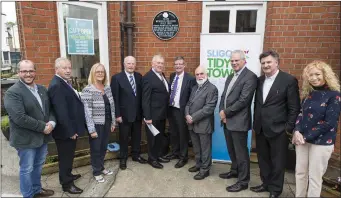  ??  ?? Cllr Chris McManus, Cllr Seamus Kilgallon, Cllr Rosaleen O’Grady, Peter Tiernan ( President Sligo Tidy Towns), Jim Lawlor, Cllr Hubert Keaney, Martin Enright, County Manager Ciaran Hayes, Cllr Michael Clarke, Cllr Marie Casserly at the launch. Pics:...