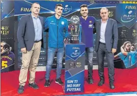  ?? FOTO: GERARD FRANCO ?? El partido de hoy se presentó ayer en la misma pista del Palau Blaugrana