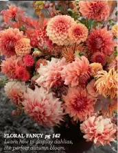  ??  ?? FLORAL FANCY pg 142 Learn how to display dahlias, the perfect autumn bloom.