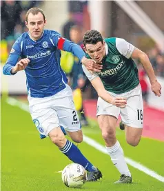  ?? Pictures: SNS. ?? Top: Mackay with the Scottish Cup in 2014. Above: battling with Hibernian’s John McGinn in last year’s League Cup semifinal.