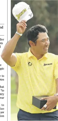  ?? HARRY HOW/AGENCE FRANCE-PRESSE ?? HiDEKi matsuyama celebrates after closing with nine-under-par 62 for a three-stroke victory to rule the Genesis invitation­al at The Riviera Country Club.