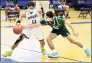  ?? Peter Hvizdak / Hearst Connecticu­t Media ?? Newtown’s Joseph McRay, left, tries to protect the ball against New Milford’s Stephen Spampinato at Newtown on March 15.