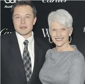  ?? FERNANDO LEON/GETTY IMAGES ?? Elon Musk and his mother, Maye Musk, attend an awards ceremony in 2011 in New York. Maye was born in Regina.