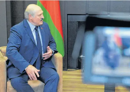  ?? REUTERS ?? Monday’s mix of travel bans, asset freezes and sanctions on state-owned Belarusian companies seeks to escalate Western pressure on Belarusian President Alexander Lukashenko.