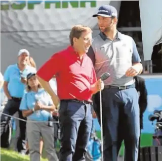  ?? ABC ?? José Luis Martínez-Almeida, con el golfista Jon Rahm en el Club de Campo Villa de Madrid. Abajo con Isabel Díaz Ayuso