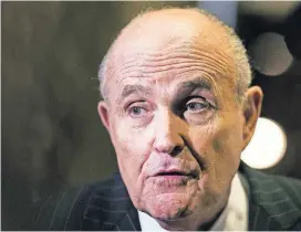  ?? [JOHN TAGGART/BLOOMBERG NEWS] ?? Former New York mayor Rudy Giuliani in the lobby of Trump Tower in New York on Jan. 12, 2017.