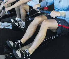  ?? JOHN MAHONEY ?? Participan­ts in a study on high-intensity interval training used a variety of methods, from rowing machines to playing sports such as squash.