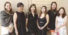  ??  ?? (From left) Bea Berenguer-Testa, Mila Suarez, the author, Mai Ibay Hasan, Shan David and Tina Javier.