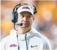  ?? WADE PAYNE/AP ?? Ole Miss coach Lane Kiffin is among the names swirling around as Ed Orgeron’s successor at LSU when the Tigers coach departs at the end of the season.
