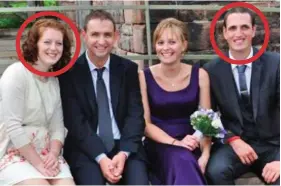  ??  ?? Close: Samantha Eastwood (circled) with then fiance John Peake at a wedding with Katie and Michael Stirling (also circled) in 2014