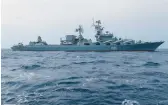  ?? RUSSIAN DEFENSE MINISTRY PRESS SERVICE 2015 ?? The missile cruiser Moskva, flagship of the Russian navy’s Black Sea Fleet, sank last month after a Ukrainian missile strike.