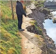  ?? ?? ●●The eroded river footpath in Rawtenstal­l