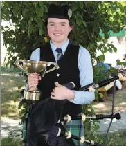  ??  ?? Munster U16 Piping Champion Muireann Mulvihill of Cullen Pipe Band.