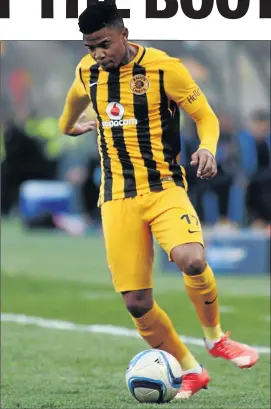  ?? PHOTO: LEE WARREN/GALLO IMAGES ?? IN TROUBLE: George Lebese of Kaizer Chiefs wore ‘ unsanction­ed ’ soccer boots in Amakhosi ’ s Carling Black Label Cup match against Orlando Pirates at the weekend