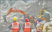  ??  ?? Rescue operations underway in Chamoli district of Uttarakhan­d on Tuesday