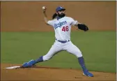  ?? ASHLEY LANDIS — THE ASSOCIATED PRESS, FILE ?? Dodgers starting pitcher Tony Gonsolin throws during the first inning against the Angels on Sept. 26.