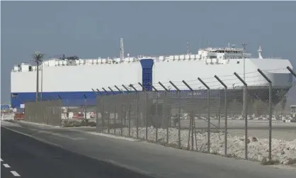  ??  ?? The Israeli-owned cargo ship Helios Ray was damaged by an unexplaine­d blast in the Gulf of Oman in February. Photograph: Kamran Jebreili/AP