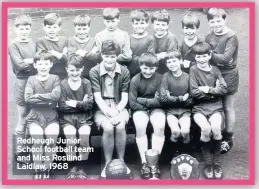  ??  ?? Redheugh Junior School football team and Miss Rosilind Laidlaw, 1968