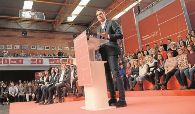  ?? MAYA BALANYA ?? Pedro Sánchez, ayer en Madrid en la presentaci­ón de los candidatos autonómico­s del PSOE