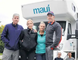  ?? PHOTOS: HUGH COLLINS ?? Hopeful . . . Peter and Tanya Sale and Dean and Lisa Saul are desperatel­y hoping to return to the Gold Coast today. Inset: Robbie and Simon BakerMoore will miss Simon’s father’s funeral due to the closure of air transit routes.