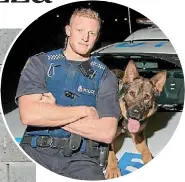  ?? JARED NICOLL/STUFF ?? Police dog handler Josh Roberston. Above, with Gazza.