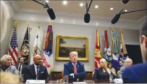  ?? AP PHOTO ?? President Donald Trump speaks during a meeting with state and local officials to discuss school safety, in the Roosevelt Room of the White House, Thursday.