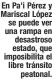  ?? ?? En Pa’i Pérez y Mariscal López se puede ver una rampa en desastroso estado, que imposibili­ta el libre tránsito peatonal.