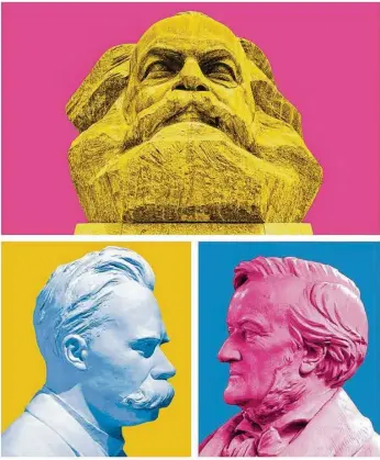  ?? Montage: Raiola / Quelle: Martin Schutt, Peter Ending, Jan Woitas/dpa(3) ?? Deutsche Geistesgrö­ßen des 19. Jahrhunder­ts: Karl Marx, Friedrich Nietzsche und Richard Wagner.