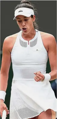  ??  ?? Moving on: Spain’s Garbine Muguruza reacts against Russia’s Svetlana Kuznetsova during their women’s singles quarter-final match yesterday.