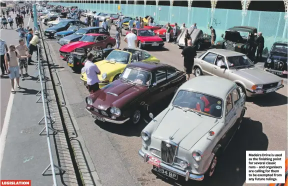  ??  ?? Madeira Drive is used as the finishing point for several classic runs – and organisers are calling for them to be exempted from any future rulings.