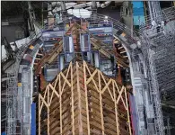  ?? (AP/Christophe Ena) ?? Part of the roof of Notre Dame Cathedral is shown Friday in Paris.