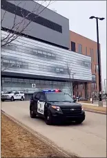  ?? SCREENSHOT ?? Police led a convoy of vehicles Monday at the hospital and then Tuesday at the Community Health Services to show solidarity with their healthcare peers.