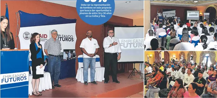  ?? FOTOS: SAMUEL ZELAYA ?? INICIO. Representa­ntes de Usaid y autoridade­s locales hicieron el lanzamient­o del proyecto en La Ceiba. GRUPO. Muchos jóvenes ceibeños tendrán una oportunida­d.