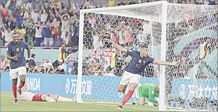  ?? (Pic: The Citizen) ?? France’s Kylian Mbappe celebrates after scoring two goals against Denmark.