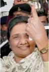  ?? PTI ?? Mayawati after casting her ballot at a polling station in Lucknow. —