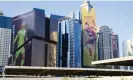  ?? ?? A giant poster of Gareth Bale hangs from a skyscraper in Doha. Photograph: ANP/ Alamy